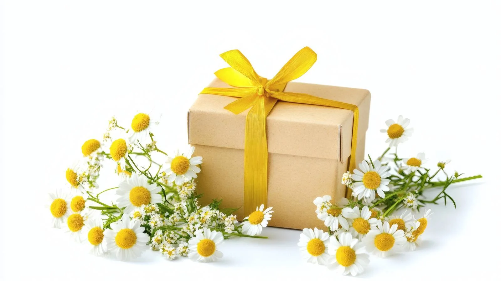 Elegant Gift Box with Chamomile Flowers — free download from Dotvec