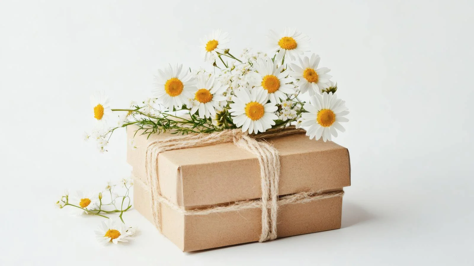 Elegant Gift Box with Chamomile Flowers — free download from Dotvec