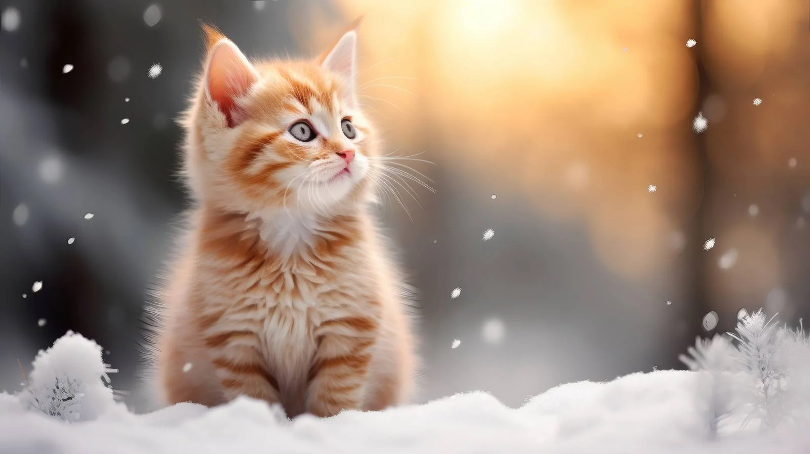 Playful Ginger Kitten Amid Forest Bokeh — free download from Dotvec