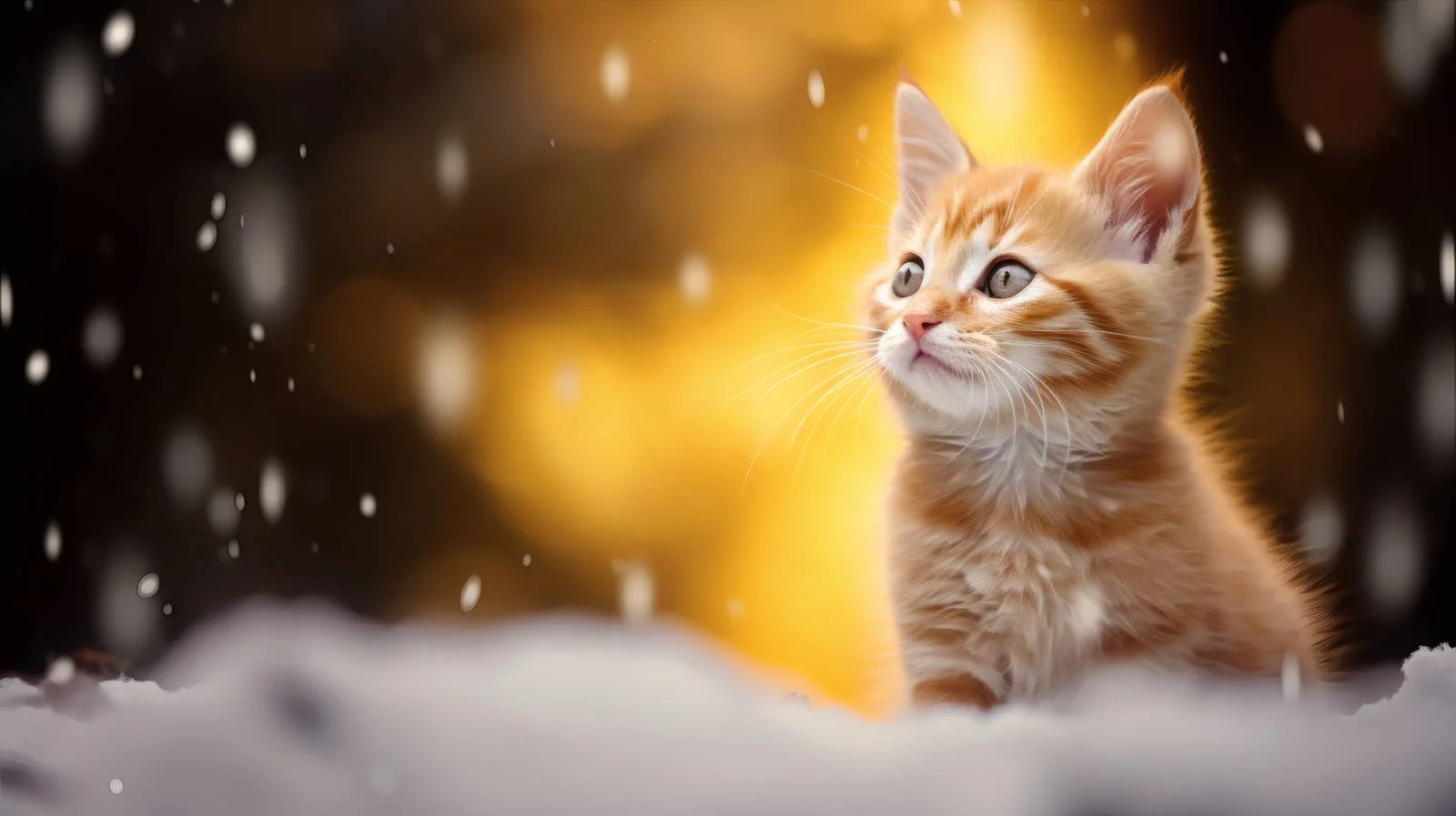 Playful Ginger Kitten in Snowy Forest — free download from Dotvec