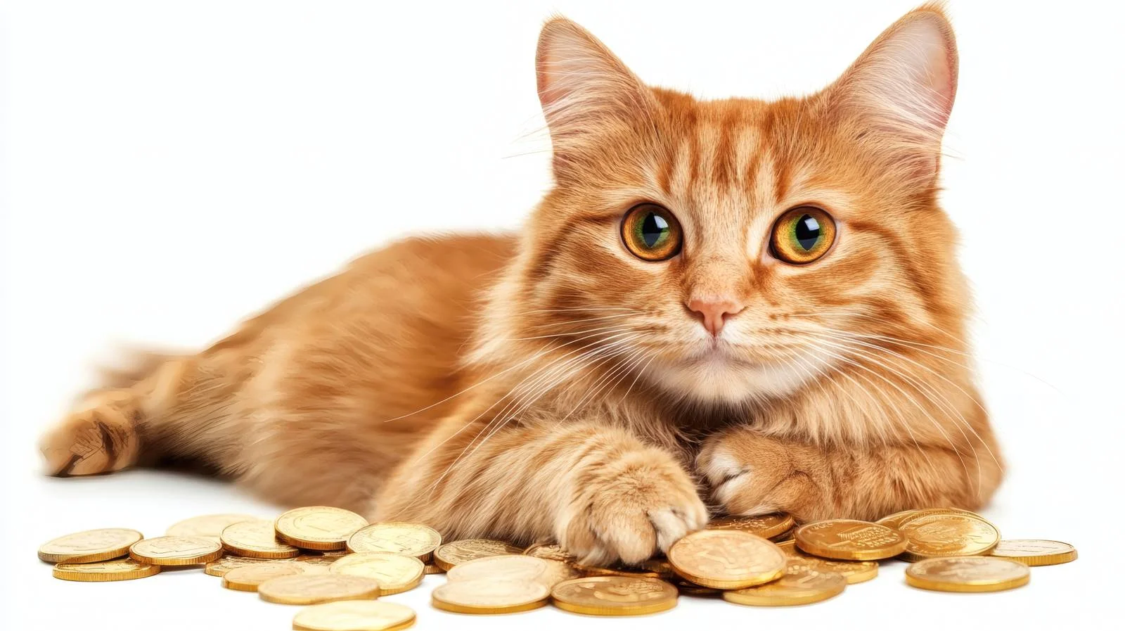Majestic Ginger Cat Among Golden Coins — free download from Dotvec