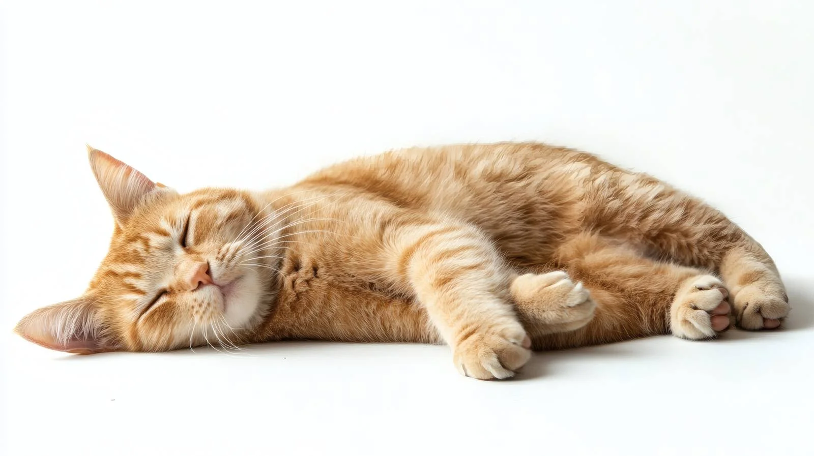 Serene Ginger Cat Resting on White — free download from Dotvec