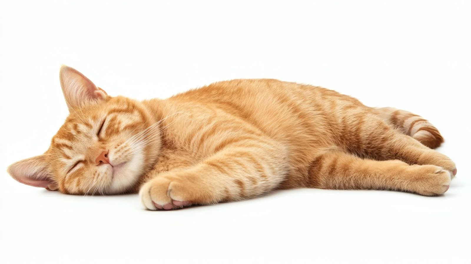 Serene Ginger Cat Resting on White — free download from Dotvec
