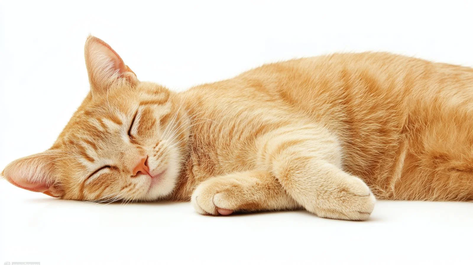 Peaceful Ginger Cat Resting on White — free download from Dotvec