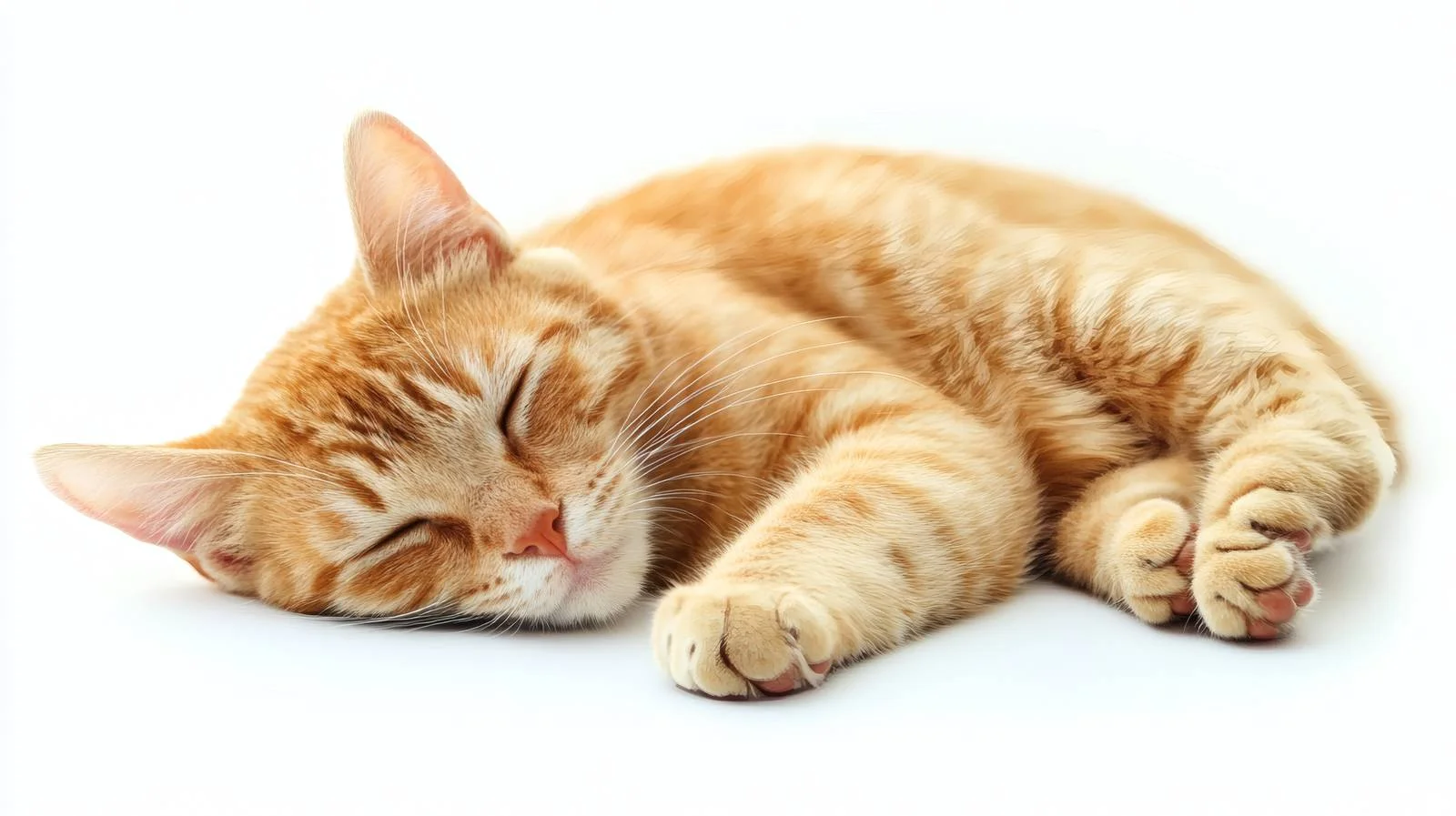 Peaceful Ginger Cat Resting on White — free download from Dotvec