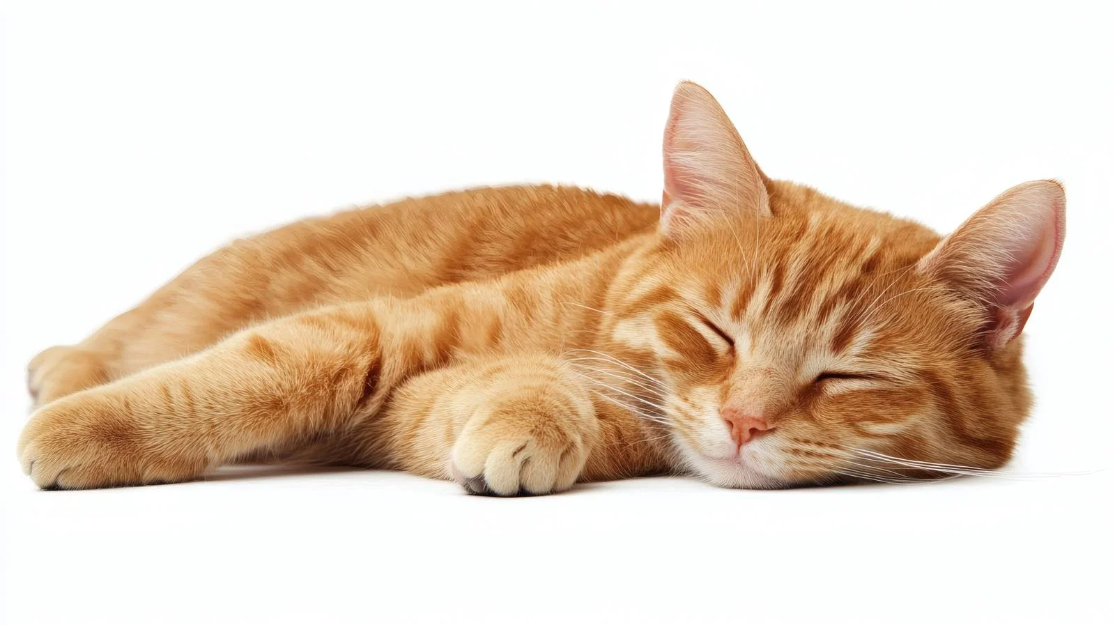 Snoozing Ginger Cat on White Background — free download from Dotvec