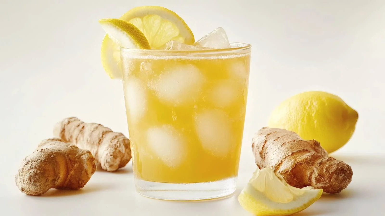 Refreshing Ginger Lemon Beverage on White Background — free download from Dotvec