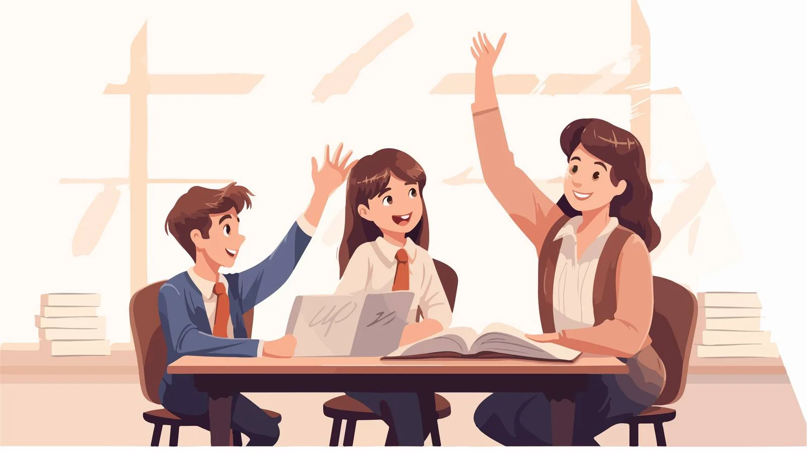 Students sitting on classroom desks together — free download from Dotvec