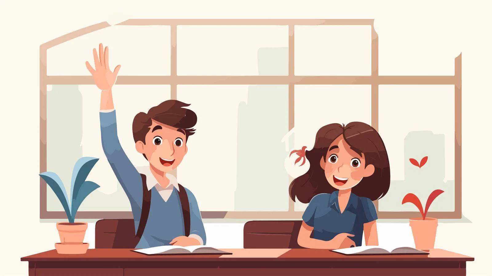 Students Seated at Classroom Desks Interacting — free download from Dotvec