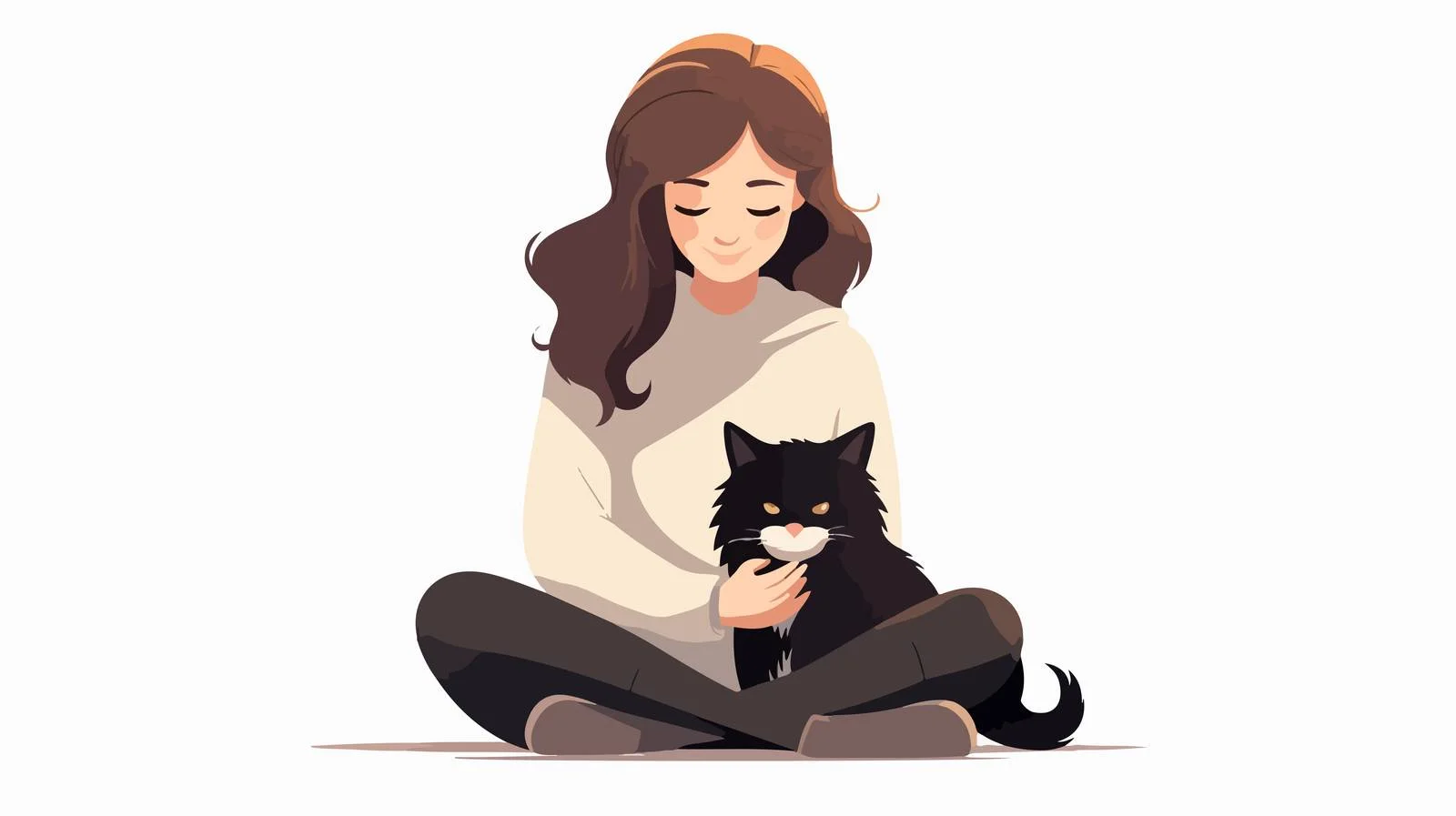Woman with Cat Vector Illustration — free download from Dotvec