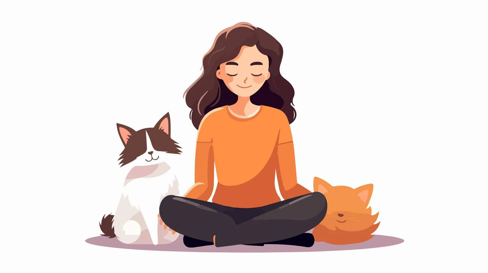 Woman with Cat in Flat Vector Art — free download from Dotvec
