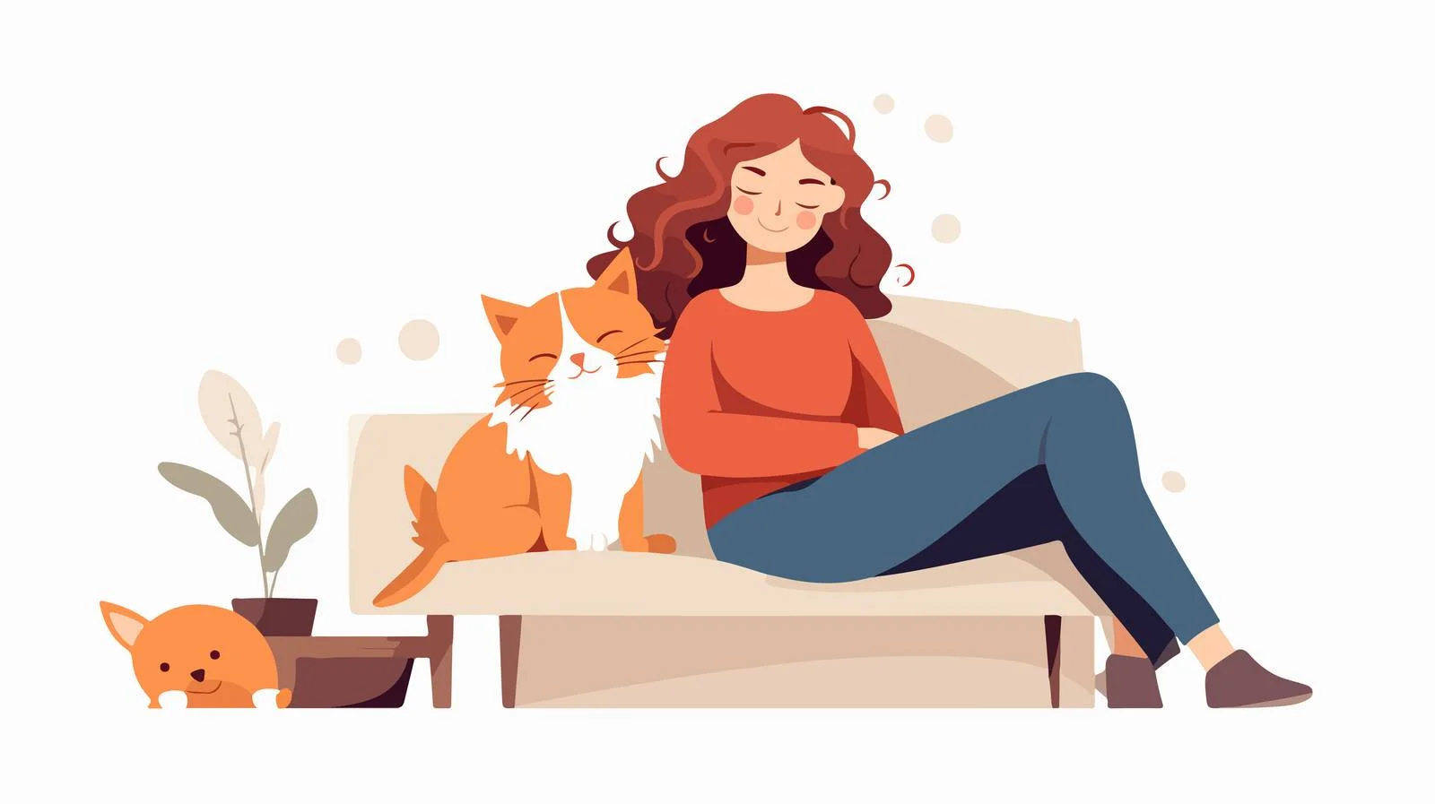 Woman and Cat Vector Artwork — free download from Dotvec