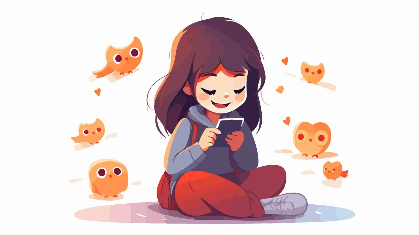 Young Girl Chatting Online with Smartphone — free download from Dotvec