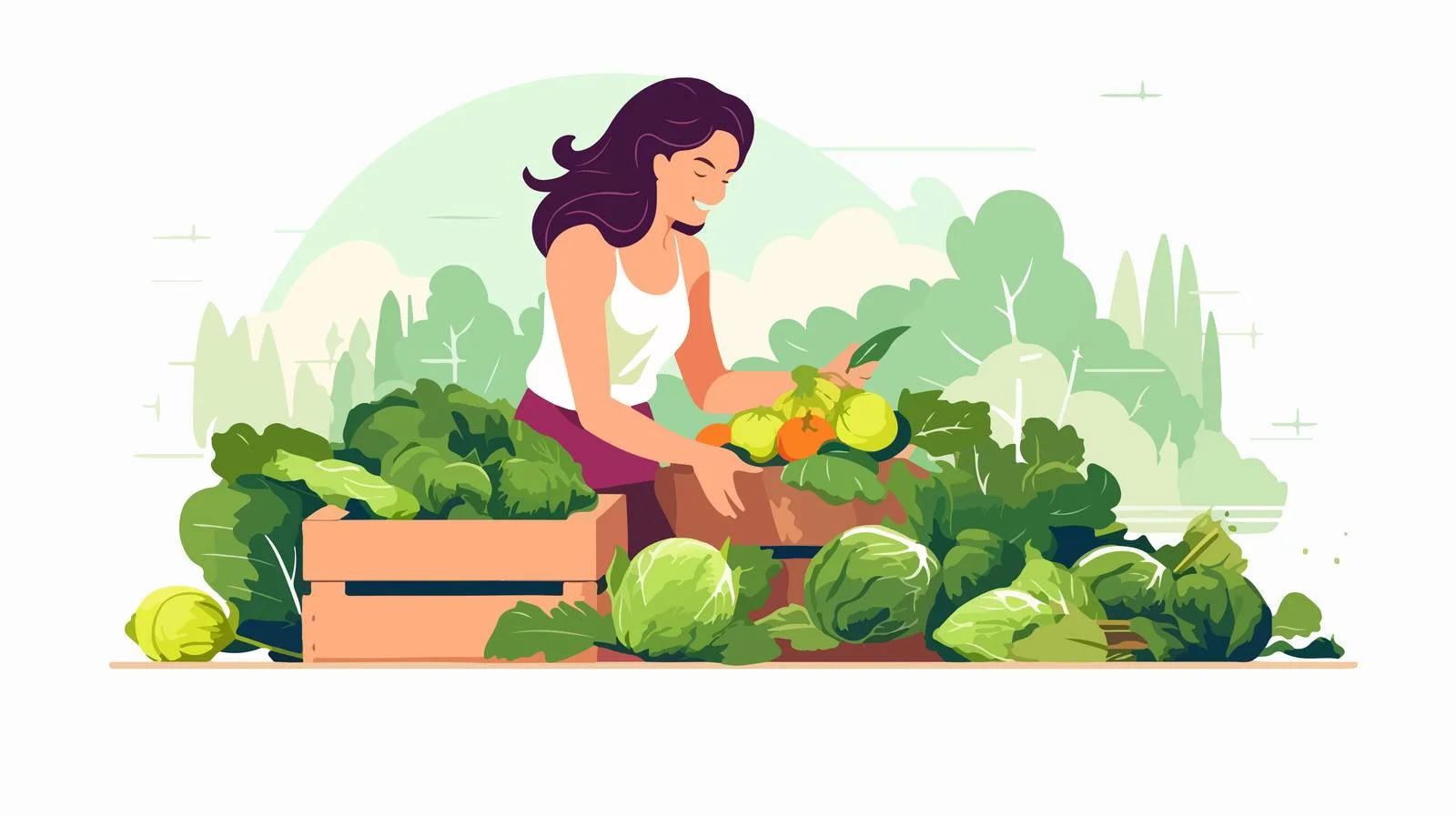 Harvest Gathering in Containers Flat Vector — free download from Dotvec