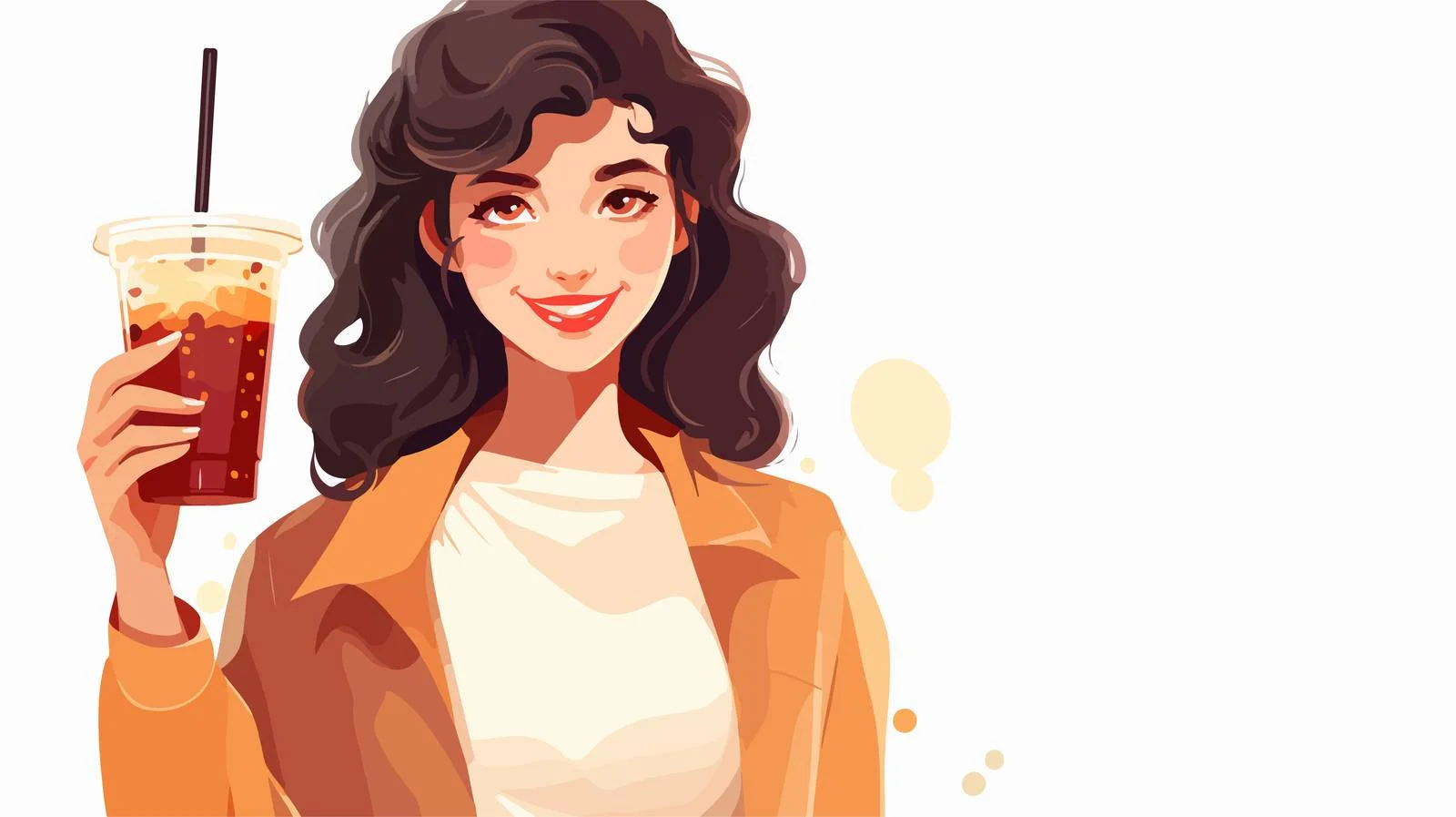 Young woman enjoying Korean milk bubble tea — free download from Dotvec