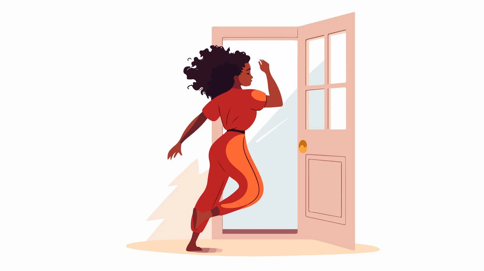 Young Woman Exiting Room, Shutting Door — free download from Dotvec