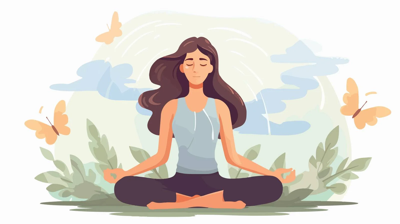 Mindful Breathing Practice: Woman with Special Breathe Techniques — free download from Dotvec