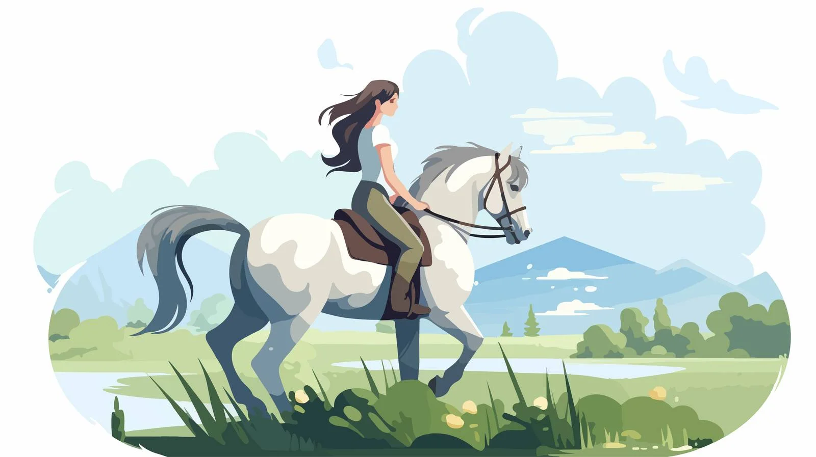 Equestrian Scene: Woman on Horseback Outdoors — free download from Dotvec