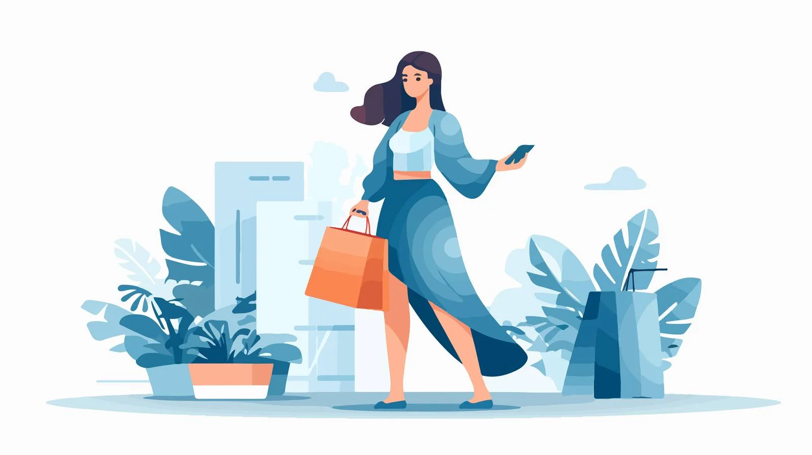 Online Shopping Girl Flat Vector Illustration — free download from Dotvec