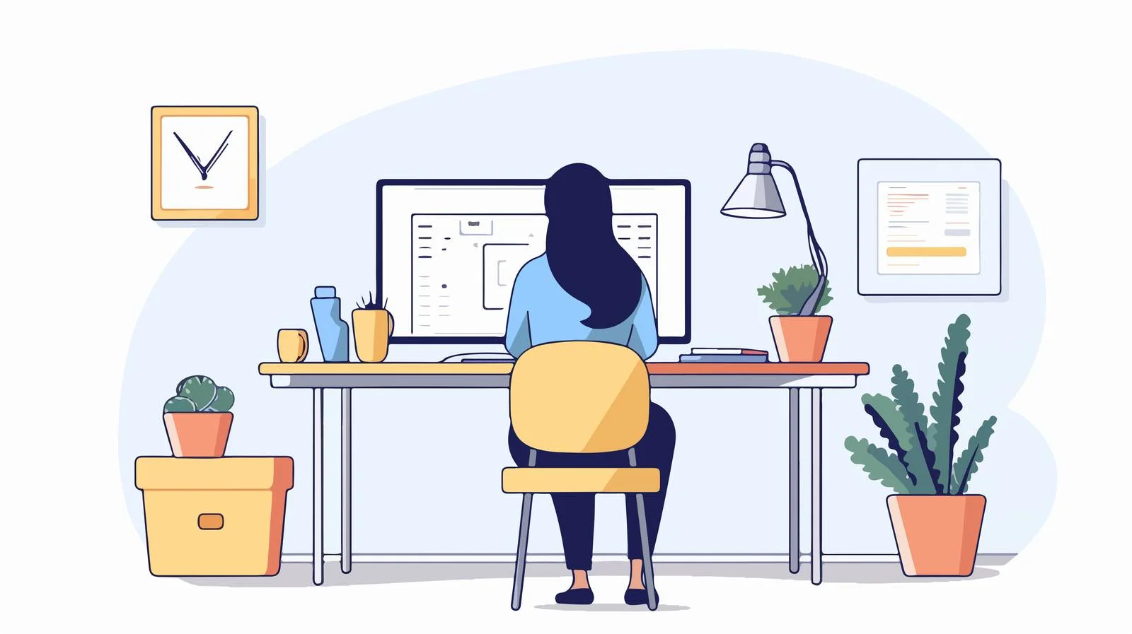 Focused student at desk studying online — free download from Dotvec