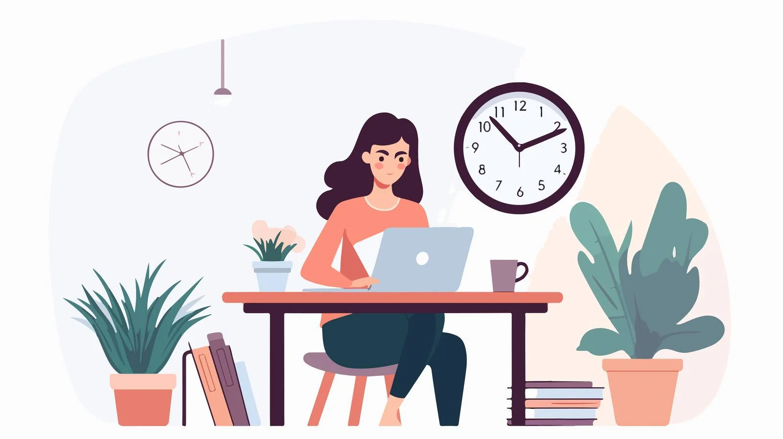 Focused student at computer on desk — free download from Dotvec