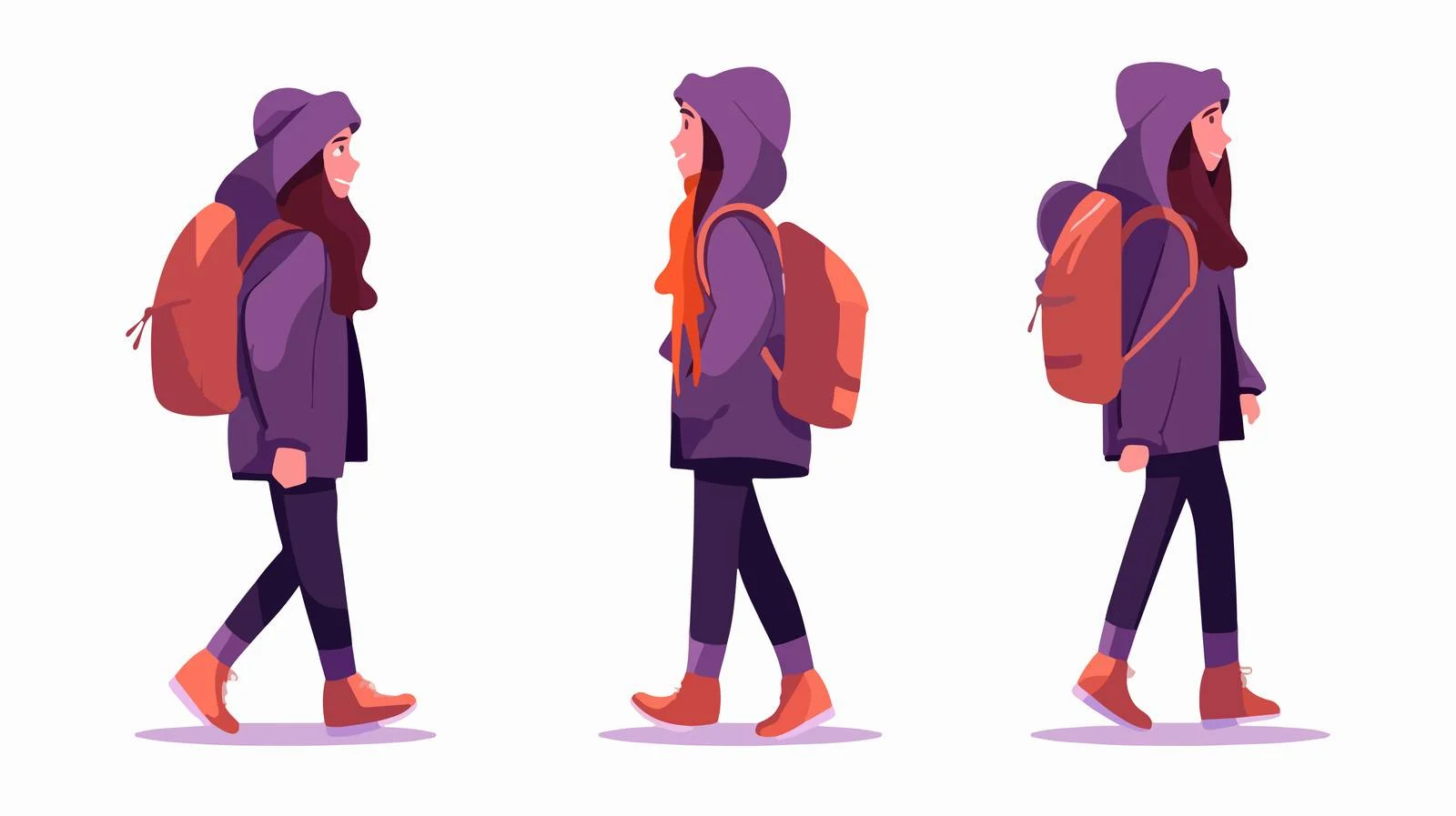 Elegant Woman in Violet Coat Outfit — free download from Dotvec