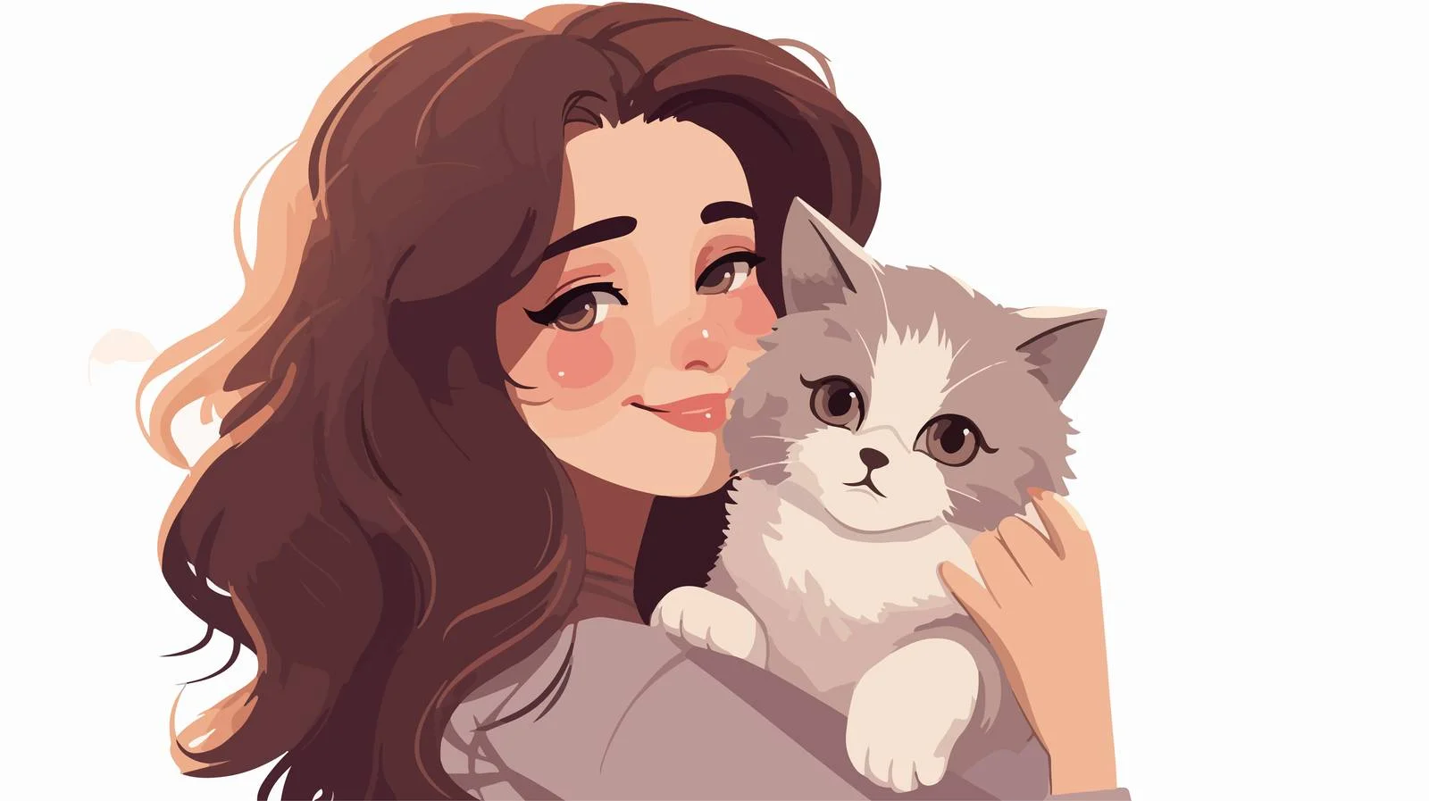 Child Playing with Cat Vector Illustration — free download from Dotvec