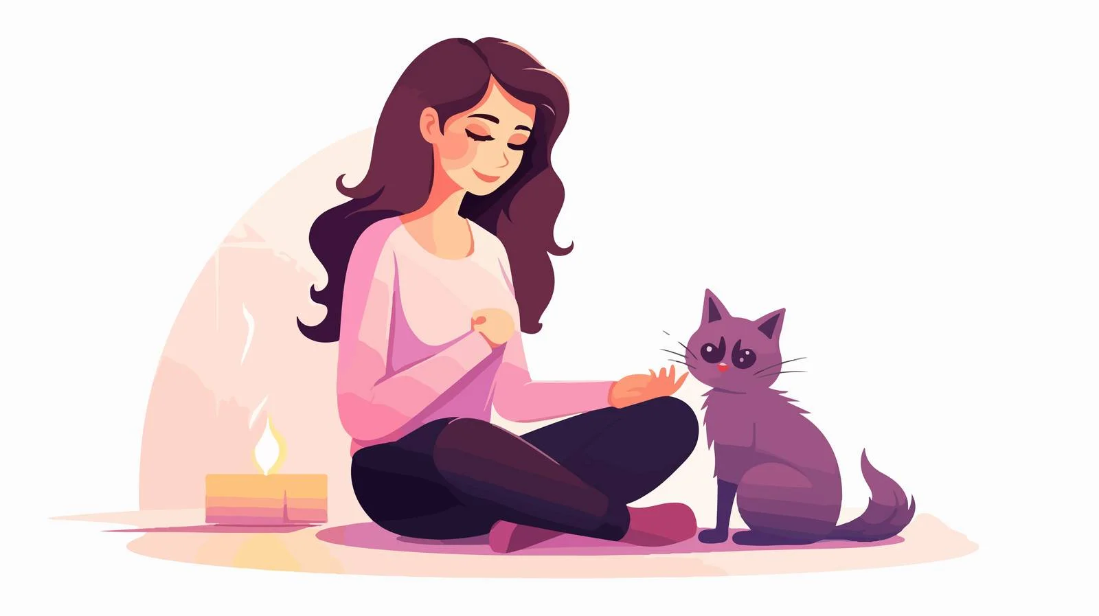 Caring for Cat Vector Illustration — free download from Dotvec