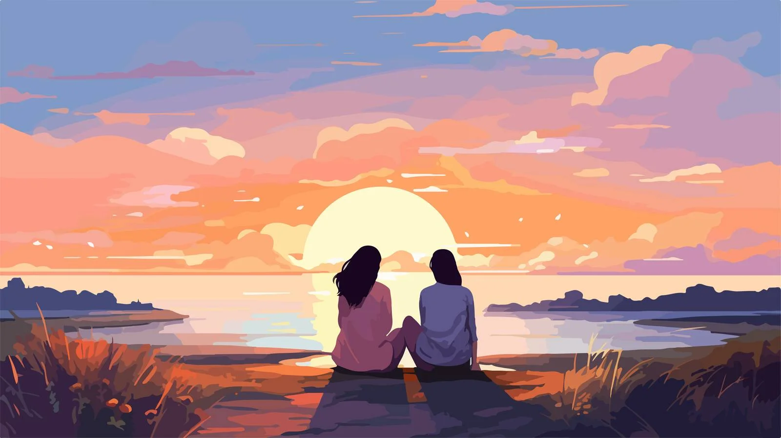 Friends Relaxing at Sunset in Nature — free download from Dotvec