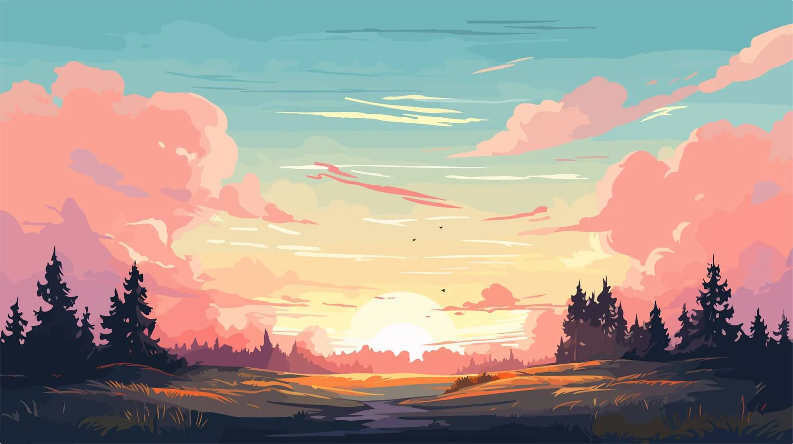 Serene Friends Embracing Nature Amid Sunset — free download from Dotvec