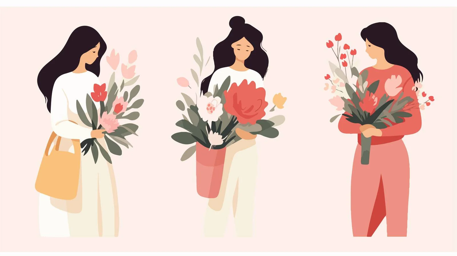 Youthful Girls with Floral Modern Cards — free download from Dotvec