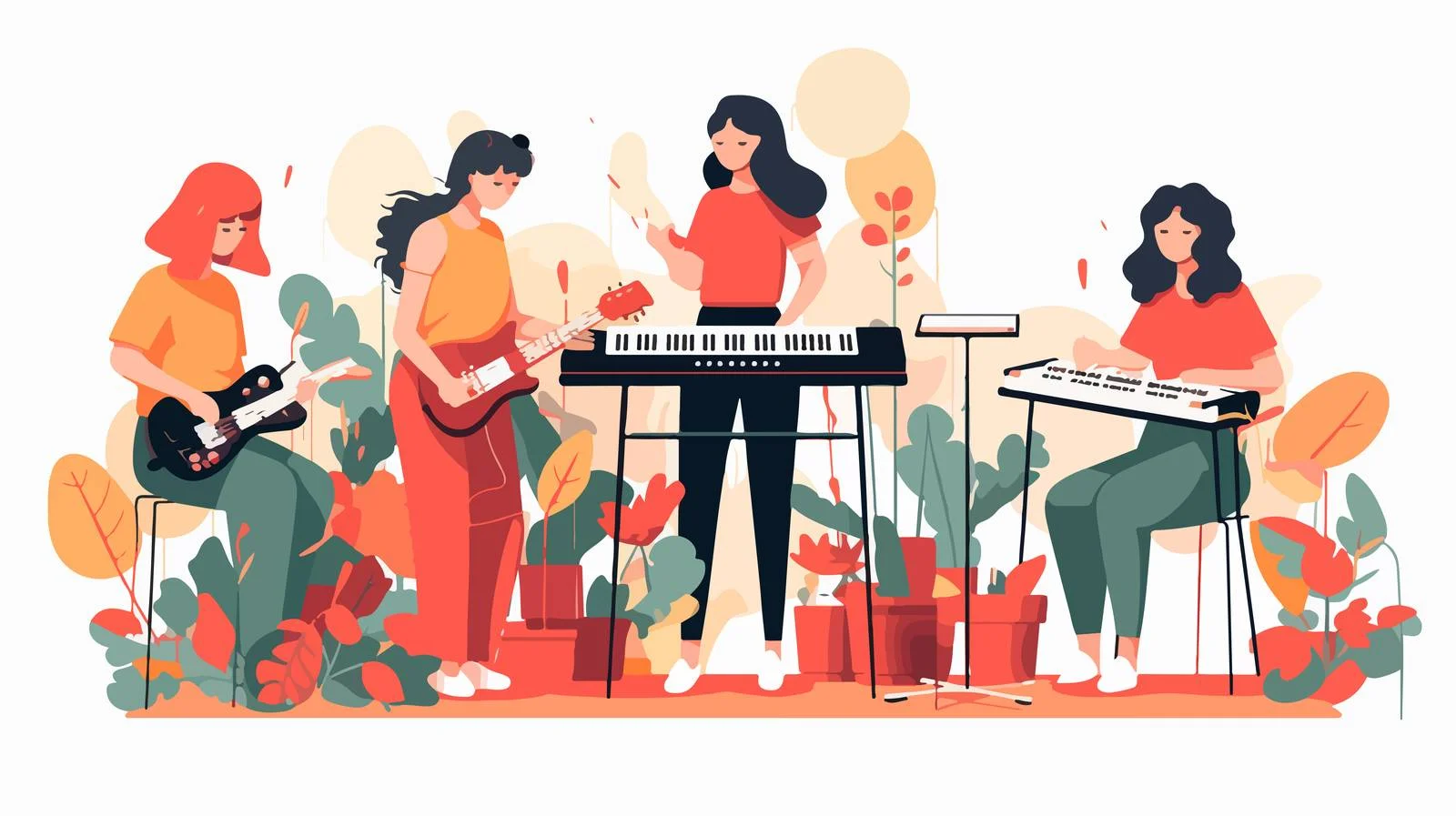 Female Music Band Performing with Synthesizer — free download from Dotvec