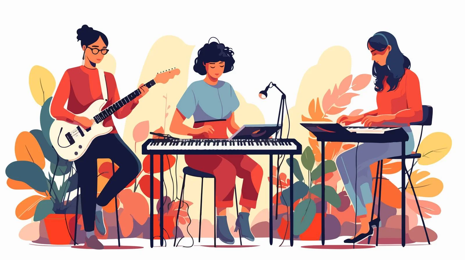 All-female Music Group Performing with Synthesizer — free download from Dotvec