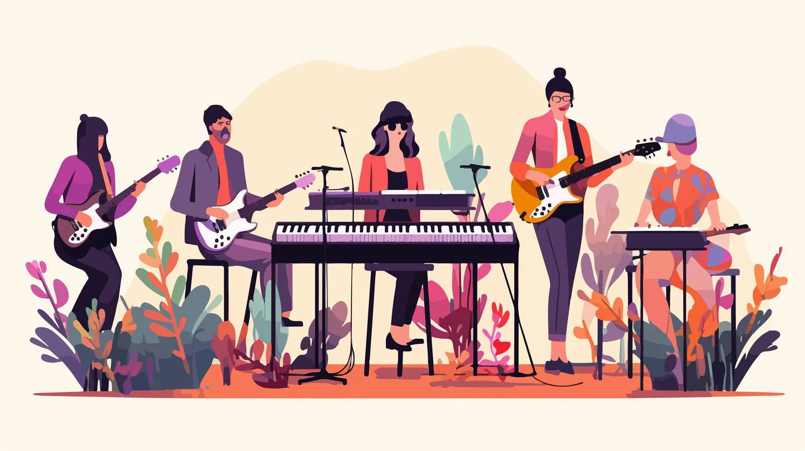 Female Music Band Performing with Synthesizer — free download from Dotvec