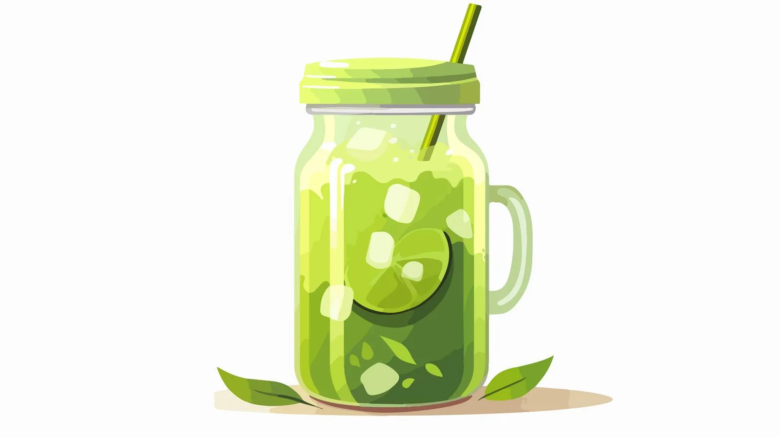 Chilled green matcha in glass bottle — free download from Dotvec
