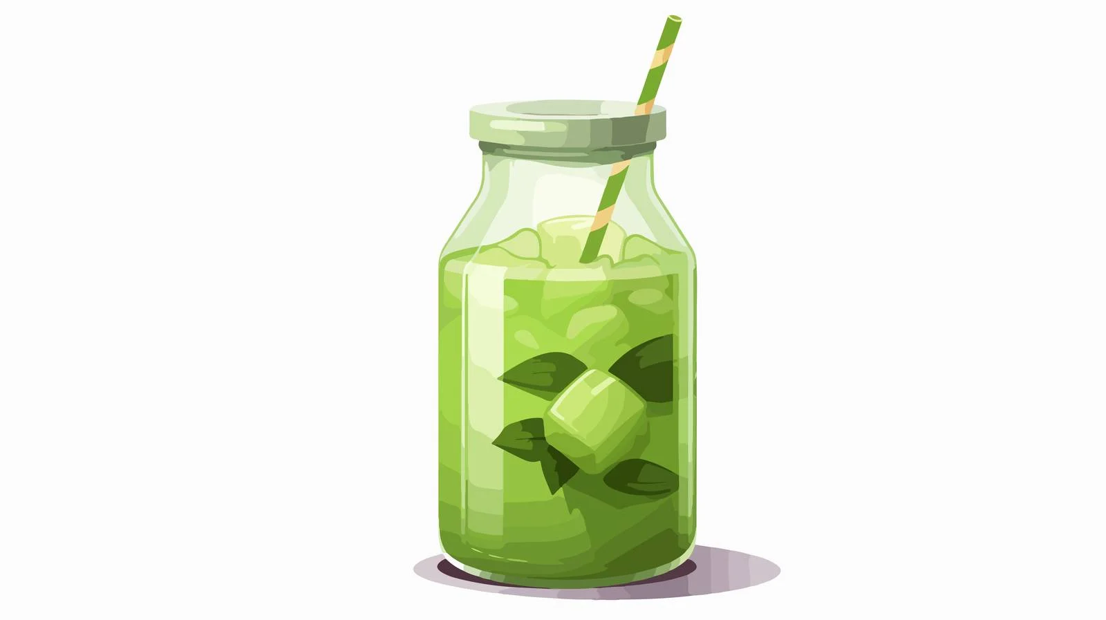 Chilled Green Matcha Tea in Glass Bottle — free download from Dotvec