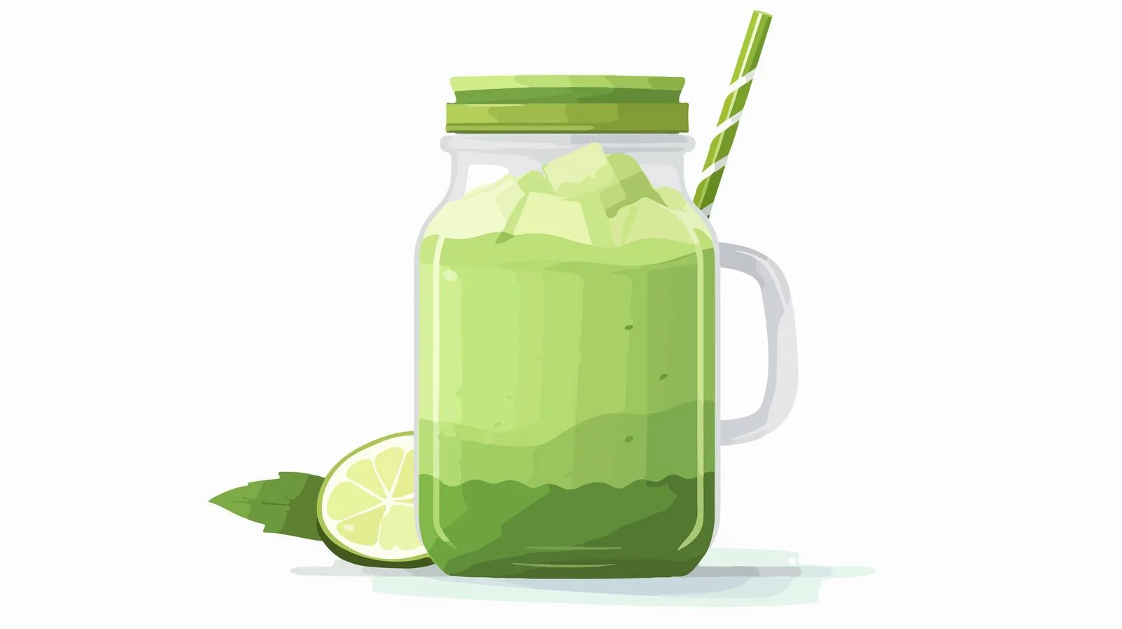 Chilled green matcha in glass bottle — free download from Dotvec