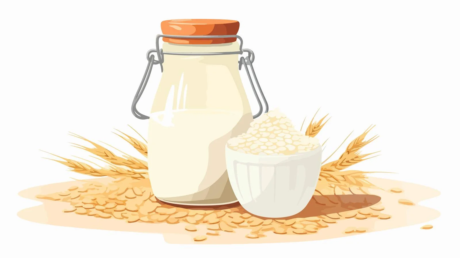 Vegetable Oat Milk Bottle with Oat Flakes — free download from Dotvec