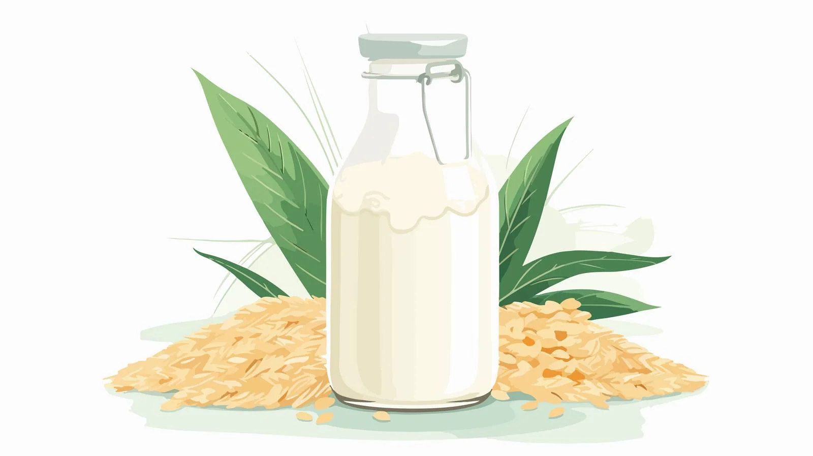 Vegetable Oat Milk Bottle with Oat Flakes — free download from Dotvec