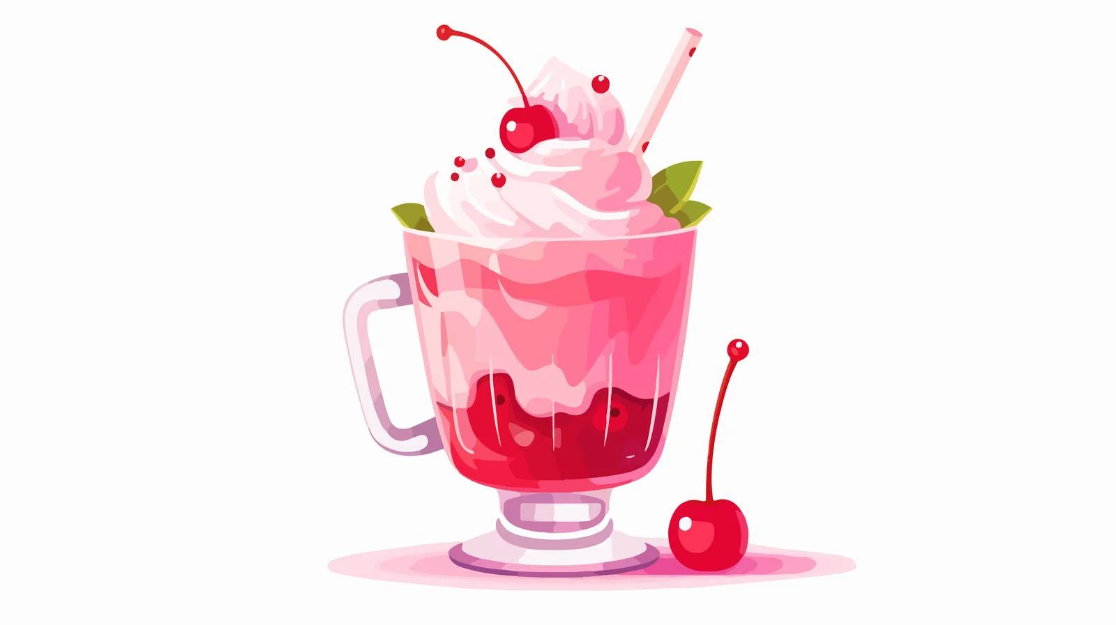 Delicious Pink Milkshake with Cherry Decoration — free download from Dotvec