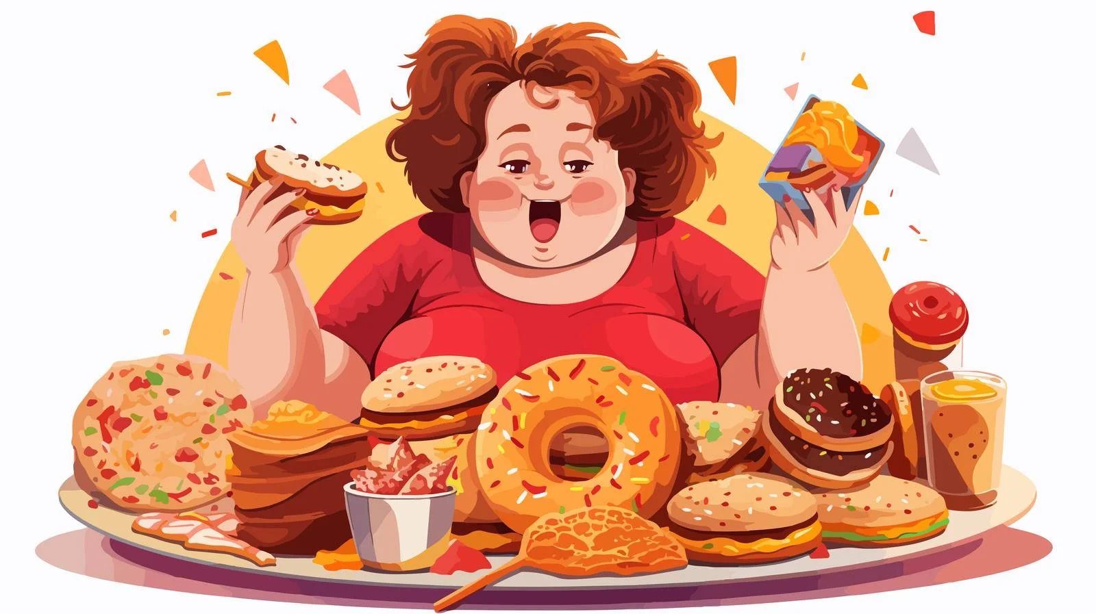 Excessive eating symbolized by bloated woman — free download from Dotvec