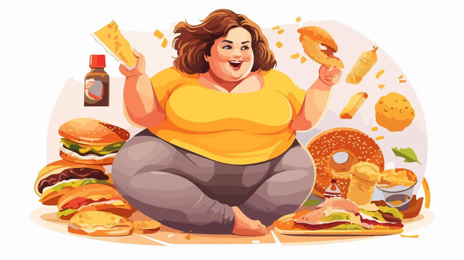 Excess Eating Concept: Ravenous Chubby Lady — free download from Dotvec