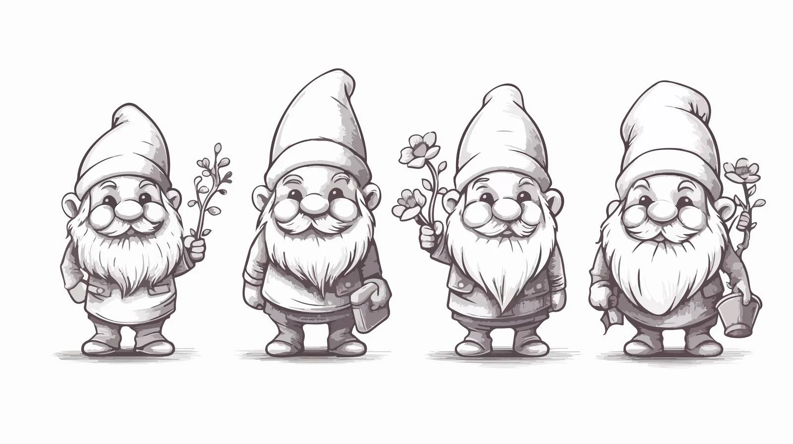 Adorable Garden Gnome Cartoon Sketch — free download from Dotvec