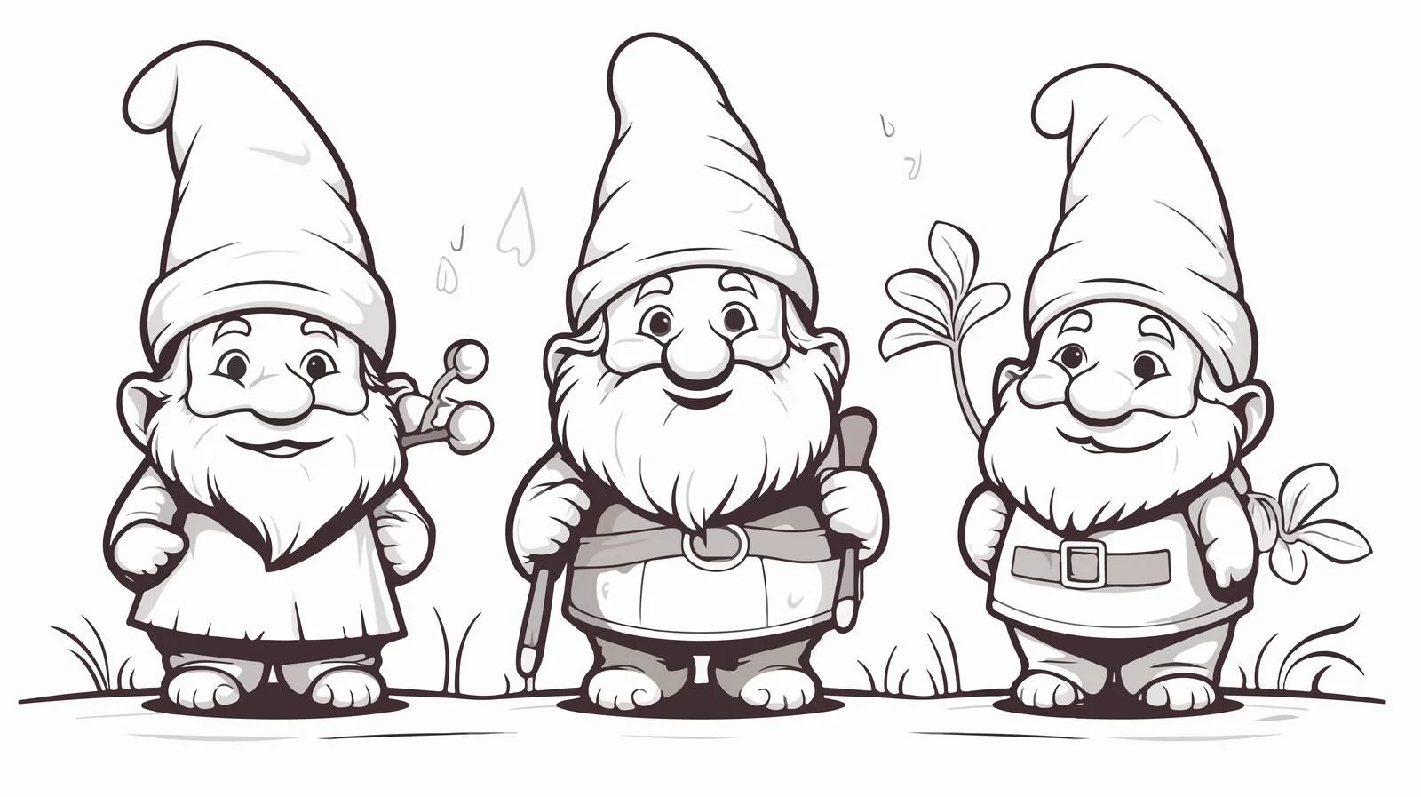 Charming Garden Gnomes Cartoon Illustration — free download from Dotvec