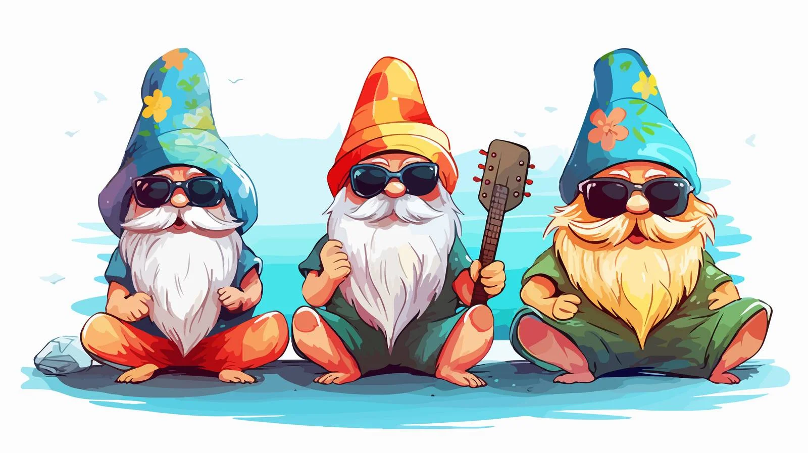 Garden Gnomes with Summer Accessories — free download from Dotvec