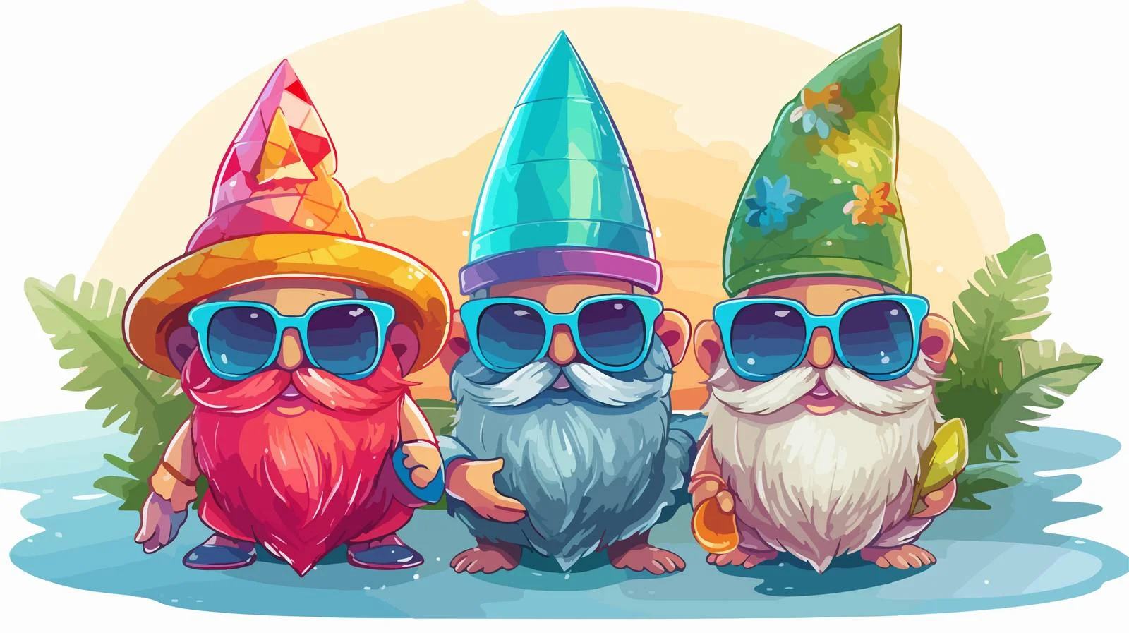Gnomes in Summer Attire — free download from Dotvec