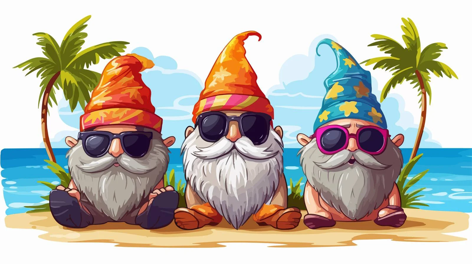 Cheerful Gnomes Enjoying Summer Outdoors — free download from Dotvec