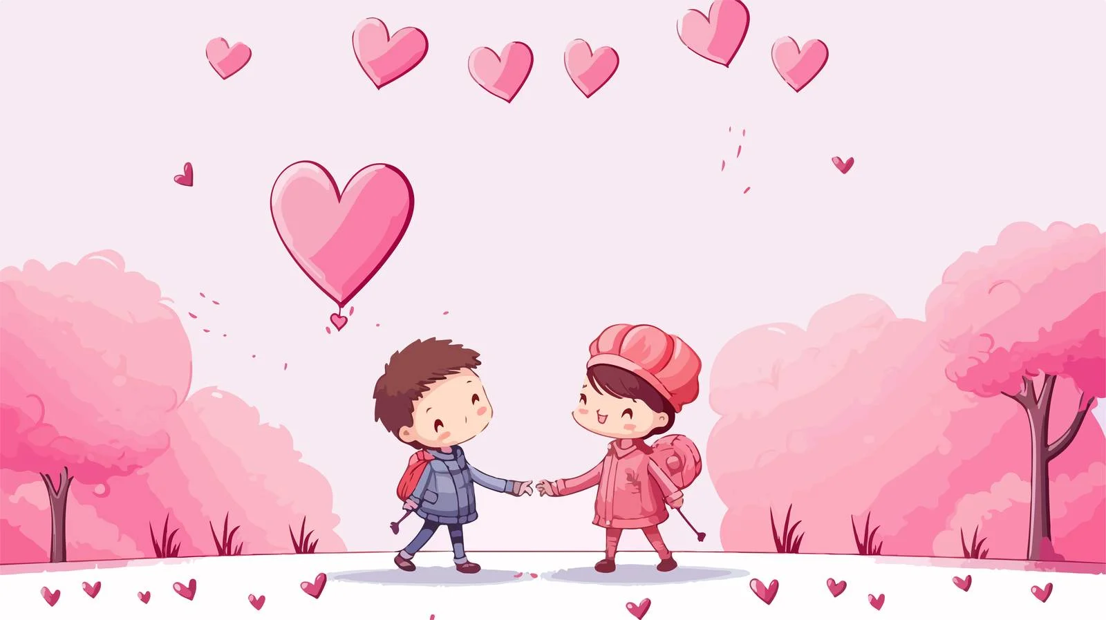 Gnomes Spell LOVE on Pink Sky — free download from Dotvec