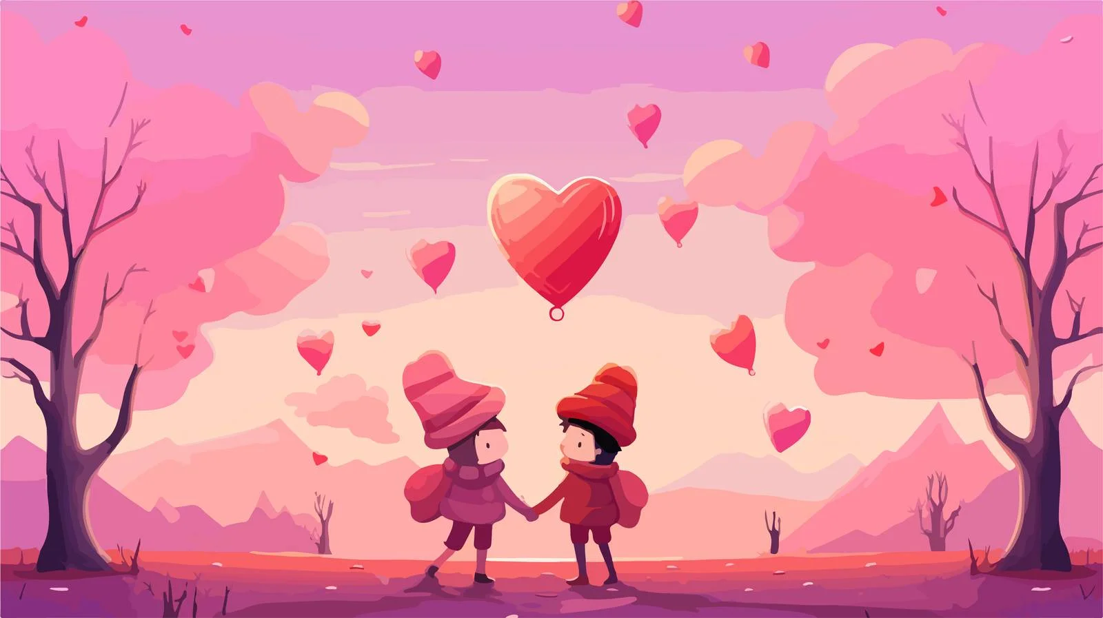 Whimsical Gnomes Spelling LOVE in Sky — free download from Dotvec