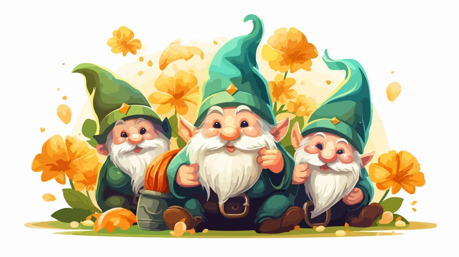 Lucky Gnomes with Long Orange Beards — free download from Dotvec
